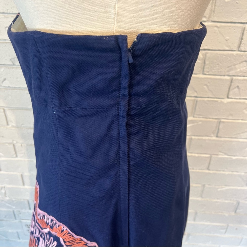 Lilly Pulitzer Navy Embroidered Bowen Floral Strapless Dress Women’s 8 - Picture 8 of 13
